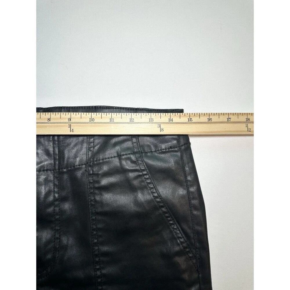 Kut from the Kloth Faux Black‎ Leather Reese Ankle Straight Pants City Women 8